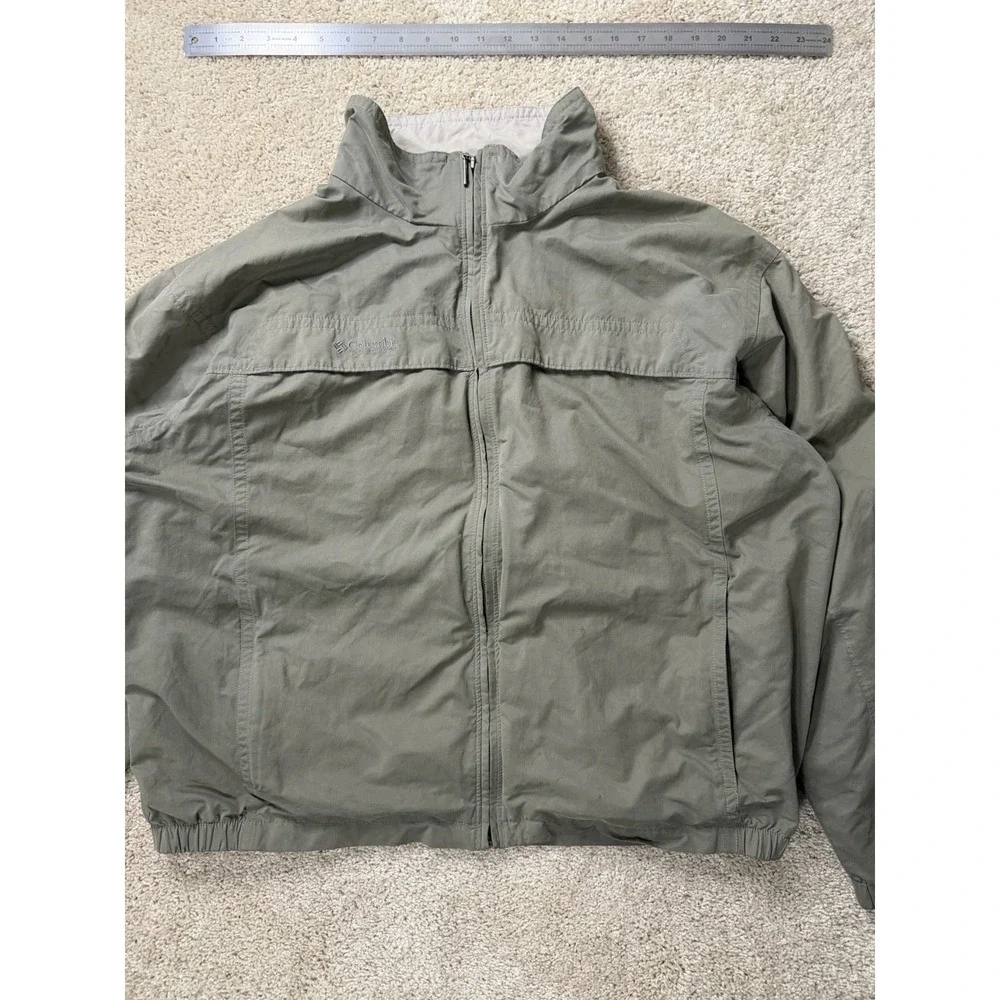 Columbia Sportswear Windbreaker Jacket Y2K XL Olive Green‎ Lightweight Full Zip